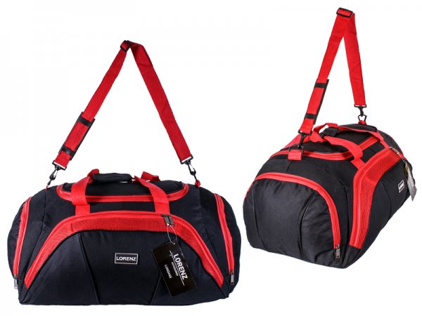 Black & Red holdall Bag - front & side pockets — view 2