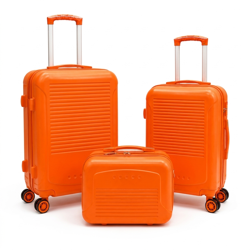 SET OF 3 Orange Premium Hard Shell Suitcases