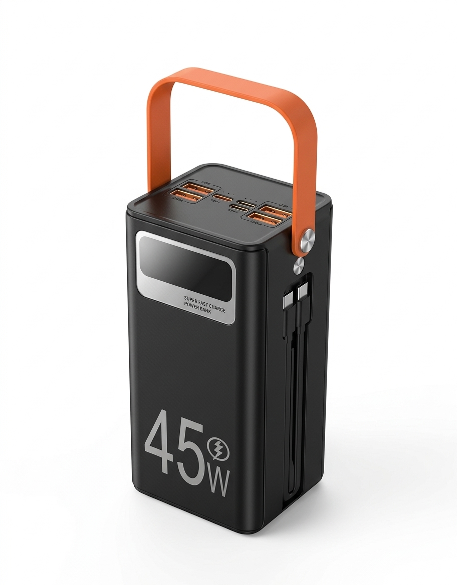 Fast-Charge Power Bank 45 W 15×7×7 — Black