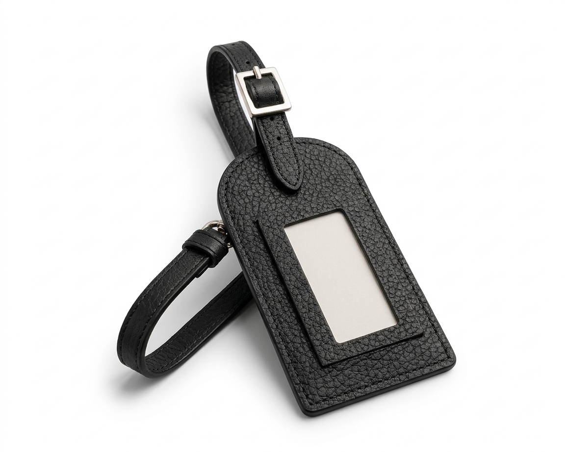 Black Leather Luggage Tag
